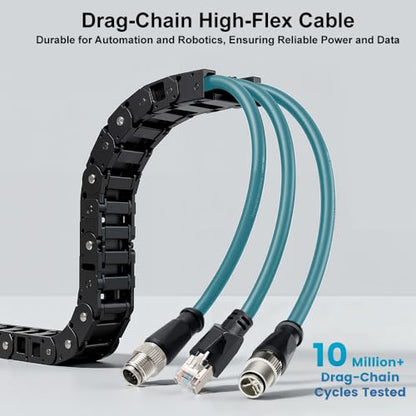 Alvin's Cables M12 8 Pin Male to RJ45 Shielded Ethernet Cable M12 X Coded 8 Position Cat6a Cable for Cognex Industrial Camera 9.8ft/3M - color: Green, size: 3M/9.84FT, style: Straight 8 Pin