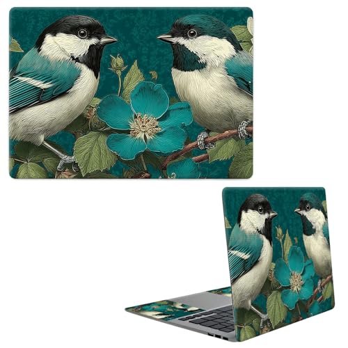Laptop Skin Sticker Decal, Universal Protective Cover Fit 12 13 14 15.6 Inch Notebook, Reusable Water-Resistant Vinyl Decal w/ 2 Wrist Pads for Business Travel Office, Green Hummingbird Flower - color: Green Hummingbird Flower