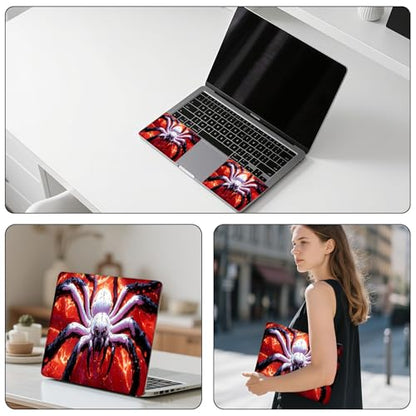 Aesthetic Laptop Skin Sticker, Giant White Spider in Fiery Abyss Waterproof Vinyl Laptop Decal, Removable Bubble Free, Reusable Protective Cover for 13 14 15 15.6 Inch - color: Giant White Spider in Fiery Abyss