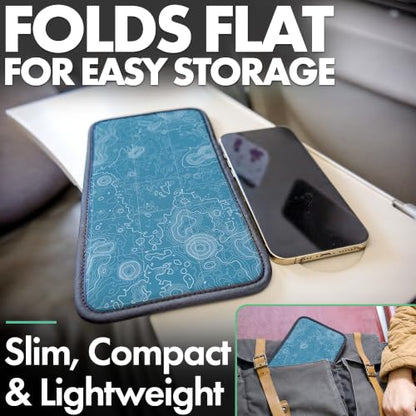 Airplane Phone Holder - Foldable Phone Stand for Plane Travel | Aluminum Build, 9 x 5 in. Topography, Tabletop Mount Desk, Plane Tray Seat back, Treadmill, Fits iPhone Cell Phone - color: Topography, size: Large