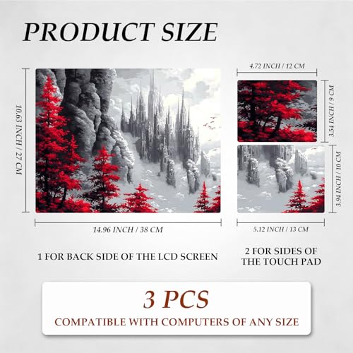 DEGDFSGR 12.1-15.6 Inch Universal Reusable Laptop Skin Sticker Decal, Waterproof Removable Protector for Notebook Cover, Scratch-Resistant Vinyl Cuttable Full Wrap Sticker, Castle Red Tree Landscape - color: Castle Red Tree Landscape