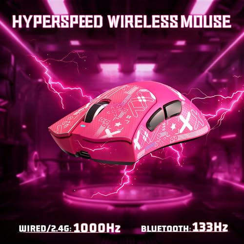 ATTACK SHARK V3 Ultra-Light Wireless Gaming Mouse,PAW3311 Sensor, 500mAh, 62g, 25KDPI 2.4G/BT/USB-C Rechargeable Wireless Mouse with 5 Programmable Buttons for Laptop,PC,Mac Gamer (Berry Red Griptape) - color: Berry Red Griptape