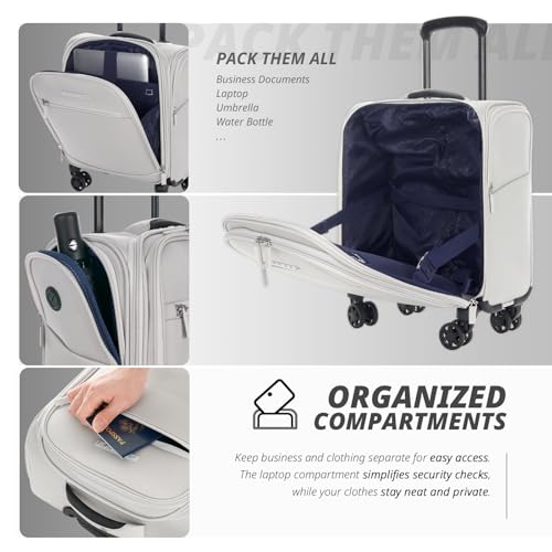 Verage Underseat Carry On Luggage with Wheels,14-Inch,Cloud Gray | Personal Item Bag,Airline Approved, Laptop Compartment, USB Charging Port - color: Cloud Gray, size: 14-Inch Compact Underseat