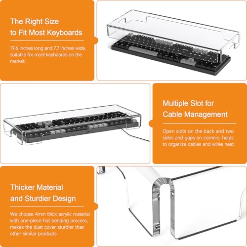 BEEGO Mechanical Computer Keyboard Cover - 2PCS Clear Acrylic Keyboard Cover Keyboard Dust Cover Mechanical Keyboard Cover Full Size Keyboard Protector - color: Clear, size: 2 PCS
