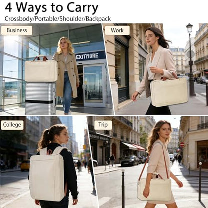 Stuery Faux Leather Messenger Bag for Men 17-17.3 Inch: Laptop Bag Briefcase Computer Handbags Shoulder Crossbody Bag with Padded Laptop Sleeve for Work College Travel, Beige White - color: Pu Beige White