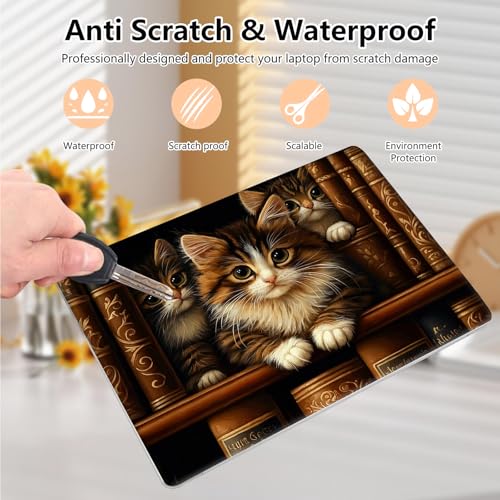 Laptop Skin Sticker Decal 15.6 Inch,12 13 13.3 14 15 15.6 in Laptop Netbook Skins for Notebook,Art Decal Removable Waterproof Scratch Resistant,Universal Vinyl Cover,Cat Bookshelf Cute - color: Cat Bookshelf Cute