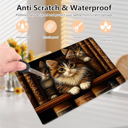 Laptop Skin Sticker Decal 15.6 Inch,12 13 13.3 14 15 15.6 in Laptop Netbook Skins for Notebook,Art Decal Removable Waterproof Scratch Resistant,Universal Vinyl Cover,Cat Bookshelf Cute - color: Cat Bookshelf Cute