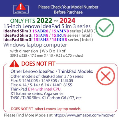 mCover Case Compatible ONLY for 2022-2024 15" Lenovo IdeaPad Slim 3 ｜ 3i 15ABR8 / 15AMN8 / 15IAH8 / 15IAN8 / 15IRH8 / 15IRU8 Windows Computers (NOT Fitting Any Other Lenovo Models)- Red - color: Red