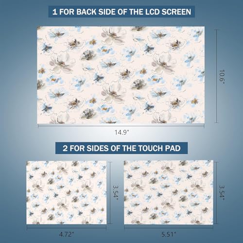 11.6 13 13.3 14 15 15.6 inches Netbook Laptop Skin Sticker Decal Reusable Protector Cover Case for Laptop Notebook chromebook Blue Flowers W-NEK-57 - color: W-NEK-57