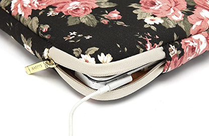 kayond Water-Resistant Canvas 14.1 Inch Laptop Sleeve-Black C Rose - color: Black C Rose, size: 14-14.1 inch