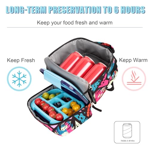 Tilami Rolling Backpack & Lunch bag for Kids 19 Inch Wheeled Bookbag for Boys & Girls for School & Travel,Arts Pink - color: Arts Pink
