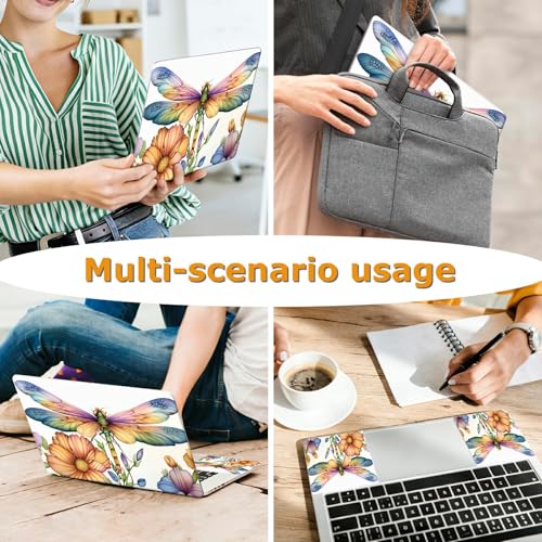 Universal Laptop Skin Sticker with 2 Wrist Pad Decals, 3-Piece Removable Vinyl Laptop Cover, Color Dragonfly Waterproof Anti-Scratch, Easy-Trim Fit for 13.3" 14" 15.6" Laptops - color: Color Dragonfly