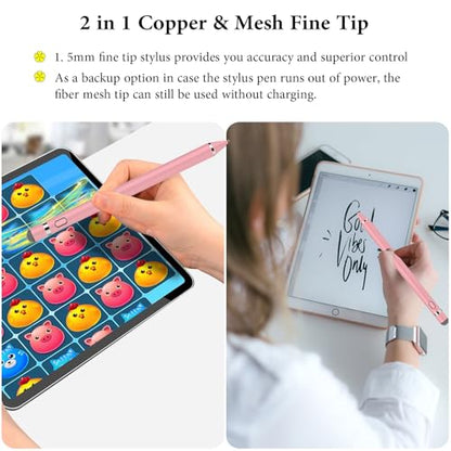 Stylus Pen for Touchscreen, Kenkor Rechargeable Digital Fine Point Active Tablet Pencil, Stylus Pen for iPhone/Switch/Android/Apple iPad Pro/Air/Mini/Samsung/Cellphone/Tablet Drawing & Writing - Pink - color: Pink