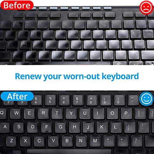 English Keyboard Stickers,[5 in 1] Replacement English Keyboard Letters Sticker with White Font on Black Background Universal for Laptop Desktop Computer,Matte Alphabet Sticker - color: White Letter