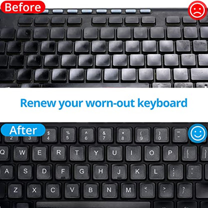 English Keyboard Stickers,[5 in 1] Replacement English Keyboard Letters Sticker with White Font on Black Background Universal for Laptop Desktop Computer,Matte Alphabet Sticker - color: White Letter