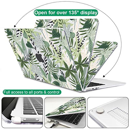 for MacBook Air 13 inch Case 2026 M5 A3449 2025 M4 A3240 2024 M3 A3113 2022 2023 A2681 M2 Chip, Plastic Pattern Hard Shell Case Cover for Mac Air 13.6 M5 2026 Touch ID, Tropical Green Leaves - color: Tropical Green Leaves