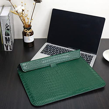 Laptop Sleeve Bag for 2023-2026 MacBook Air 15 inch A3448 M5 M4 M3 M2 Crocodile Grain PU Leather Flap Style Case Notebook Bag for Mac Pro 16 M1 A2485 A2141 2019-2026,Pro 15 2012-2019,Green - color: Green