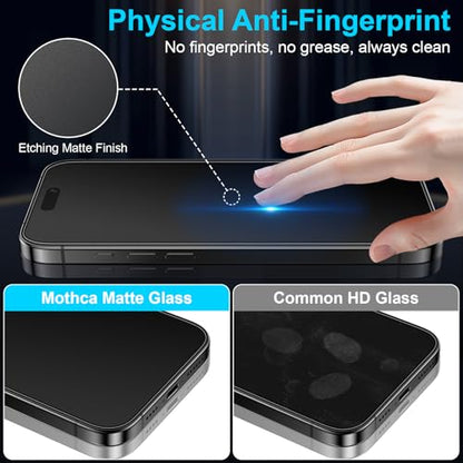Mothca 2 Pack Matte Glass Screen Protector for iPhone 16 / iPhone 15 (6.1 inch) [Auto Fit Box Dust-Free] Full Coverage Anti-Glare & Anti-Fingerprint Tempered Glass, Bubble Free, Smooth as Silk - size: iPhone 16/15-6.1 Inch