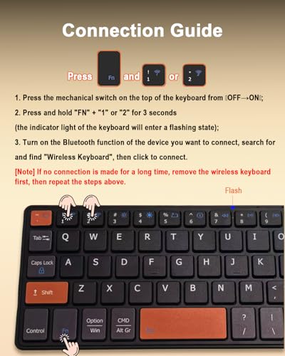 DOGAIN Universal Bluetooth Mini Keyboard, Rechargeable Portable Travel Keyboard with Orange Keys & Adjustable Angle Stand, Compact Wireless Keyboard for iPad/iPhone/Tablet/Laptop & Android/Windows/iOS