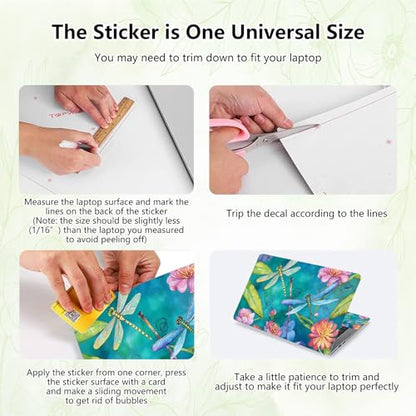 Laptop Skin Sticker Decal, Universal Reusable Vinyl Laptop Cover for 12" 13" 13.3" 14" 15" 15.4" 15.6" Notebook PC, Waterproof Scratch-Resistant with 2 Wrist Pads, Easy to Apply & Remove,Art Dragonfly - color: Art Dragonfly