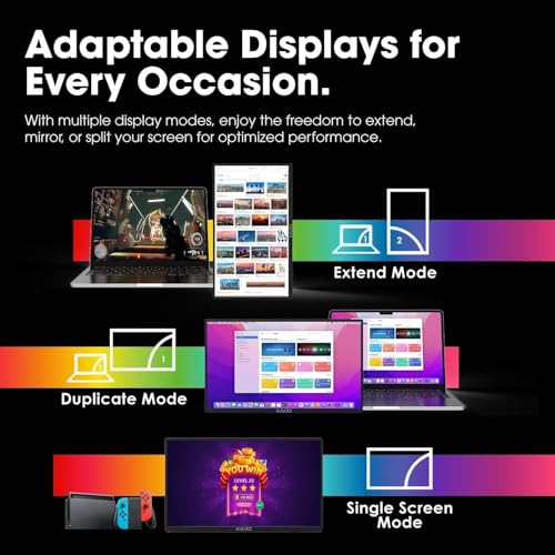 Kado Portable Monitor 15.6 Inch 1080p 100% sRGB Ultra-Slim Gaming Display | Laptop Monitor 1920x1080 180° Kickstand, Carrying Case for PC, Mac, Phone, Dex, Xbox, PS5, USB-C & HDMI Connectivity - size: 100% sRGB