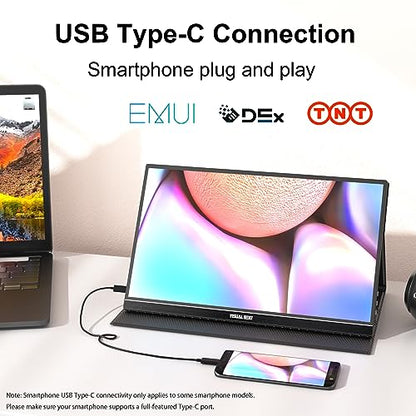 Portable Monitor Touch Screen 15.6'' 1080P USB-C HDMI Computer Display HDR IPS Eye Care Screen 100% sRGB with Smart Cover, Dual Speakers for Laptop PC Mac Phone PS4/5 Xbox Switch
