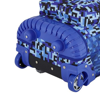 Travelers Club 4 Piece Rolling Backpack Set With Accessories,Blue Pixel - color: Blue Pixel