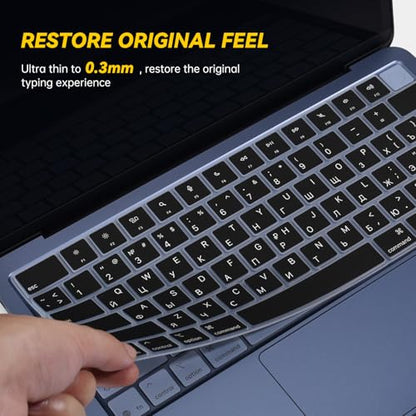 Russian Keyboard Cover Skin Compatible with 2026 Apple MacBook Neo 13 inch A3404 with A18 Pro Chip,13" MacBook Neo A18 Pro Silicone Keyboard Protector with Russia Language - Black - color: Black-Russian, size: MacBook Neo 13" 2026+