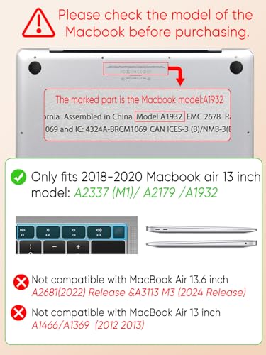 Seorsok Compatible with MacBook Air 13 Inch Case 2022 2021 2020-2018 Release A1932 A2179 M1 A2337 Touch ID,Leopard Grain Plastic Hard Shell Case with Keyboard Cover,Pink Leopard Cheetah Pattern - color: Pink