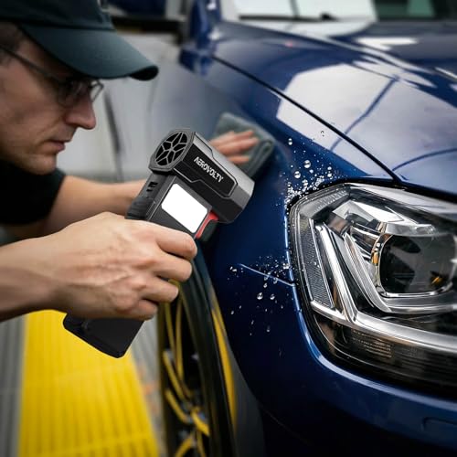 4-in-1 Car Dryer Air Blower with 3LB Thrust, 100K RPM Turbo Jet Blower | Car Wash Drying, Light Cleanup, 2000A Jump Starter, 15000mAh Power Bank, 400lm 3-Mode LED, 2lb Body, Safety Clamps, Case