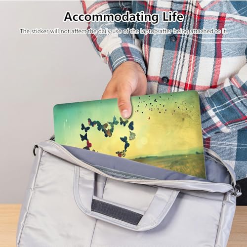 Universal Laptop Skin Sticker with 2 Wrist Pad Skins, Waterproof Scratch Resistant Vinyl Laptop Cover Decal, Cut to Fit for 11–15.6 Inch MacBook HP Dell Lenovo, Butterfly Heart - color: Butterfly Heart
