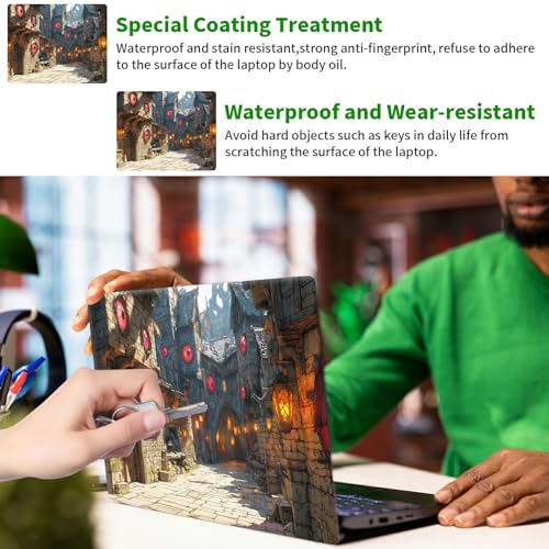 Laptop Skin Sticker Decal, Universal Protective Cover Fit 12 13 14 15.6 Inch Notebook, Reusable Water-Resistant Vinyl Decal w/ 2 Wrist Pads for Business Travel Office, Castle Town - color: Castle Town