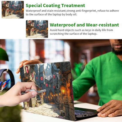 Laptop Skin Sticker Decal, Universal Protective Cover Fit 12 13 14 15.6 Inch Notebook, Reusable Water-Resistant Vinyl Decal w/ 2 Wrist Pads for Business Travel Office, Castle Town - color: Castle Town