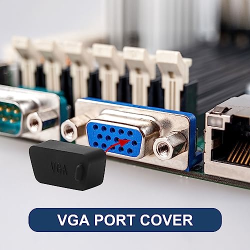 uxcell Silicone VGA Female Port Cover Anti Dust Cap, Port Plug Protector for D-Sub Serial 16mm x 9mm 10pcs Black