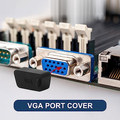 uxcell Silicone VGA Female Port Cover Anti Dust Cap, Port Plug Protector for D-Sub Serial 16mm x 9mm 10pcs Black