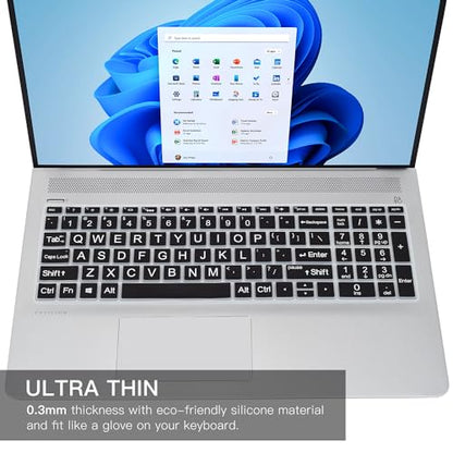 Keyboard Cover for HP 15.6" Laptop15-dw 15-dy 15-ef 15-cc/cs 15t-dw400 15-dy5033dx 15-dy5131wm 15-dy5073dx 15-dy5399nr dy5599nr 15-dy2703dx dy2702dx 15-ef2099nr 15-ef2130wm 15-dw1083wm Skin,Black - color: Black(Large Letters)