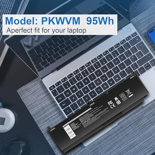 Futurebatt PKWVM Laptop Battery Replacement for Dell Precision 7550 7560 7750 7760 Mobile Workstation P44E P93F P44E001 P44E002 P93F001 P93F002 C903V CR72X 0CR72X 0447VR 068N03 17C06 453-BBCQ - size: PKWVM 14.17*3.74*1.18 in