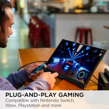 ViewSonic VX1654 16 Inch 1080p Portable Gaming Monitor, IPS Display with 144Hz for Smooth Mobile Workspaces and Fast-Action Gaming, Built-in Stand, 60W USB-C, and Mini HDMI Inputs - size: 16-Inch 144Hz