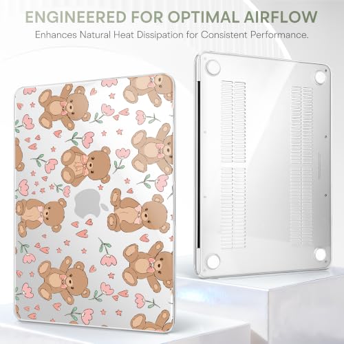 May Chen Compatible with MacBook Neo 13 inch Case 2026 Model A3404, Plastic Hard Shell,Keyboard Cover,Screen Protector,Dust Plug, for MacBook Neo 13" with A18 Pro Chip, Cute Teddy Bear - color: Cute teddy bear