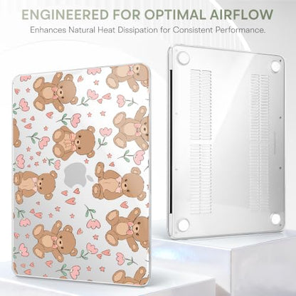 May Chen Compatible with MacBook Neo 13 inch Case 2026 Model A3404, Plastic Hard Shell,Keyboard Cover,Screen Protector,Dust Plug, for MacBook Neo 13" with A18 Pro Chip, Cute Teddy Bear - color: Cute teddy bear