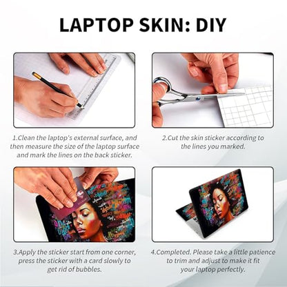 Universal Laptop Skin, DIY Cut-to-Fit Vinyl Cover Compatible with HP, Dell, Lenovo, Mac (13.3" to 15.6"), Anti-Scratch, No Residue & Bubble-Free Protective Decal Sticker, Afro Girl Graffiti - color: Afro Girl Graffiti
