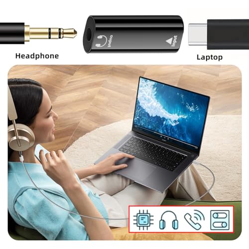 CY 2pcs/lot Type-C USB-C Female to 3.5mm Male & Female Audio AUX & MIC Sound Card 16bit 48kHz Adapter Compatible with Laptop Tablet Phone - style: USB-C to DAC 3.5mm M+F 2pcs