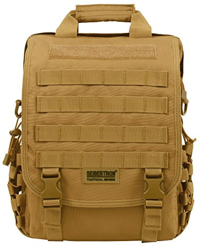 Seibertron Pro-Multifunction Shoulder Messenger Bag Fit for 14.1" or 17.3" Laptop - color: Khaki Max Suitable 15.6"laptop