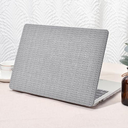 Seorsok Compatible with MacBook Pro 13 inch Case M2 2023,2022,2021-2016 A2338 M1 A2251 A2289 A2159 A1989 A1708 A1706,Elegant Leather Plastic Harld Case&Keyboard Cover,Grey Woven Fabric No Logo Cutout - color: Grey, size: Pro 13 (A2338 M1 A2251 A2289 A2159