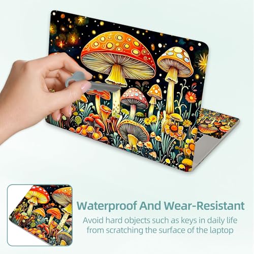Universal Laptop Skin Decal, 3-Piece Vinyl Protector for 12 13 14 15.6" Notebook, Waterproof Anti-Scratch, Easy Trim & Bubble-Free Finish, Mushrooms Wildflowers - color: Mushrooms Wildflowers