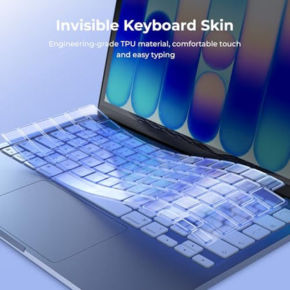 EooCoo Keyboard Cover Skin for MacBook Neo, Pro 14/16, Air 13/15, Indigo | Invisible, Anti Fingerprints & Dust, for 2026-2021 M5-M1 Pro/Max MacBook Pro 14/16, M5-M2 MacBook Air 13/15, MacBook Neo 13 - color: Indigo Clear
