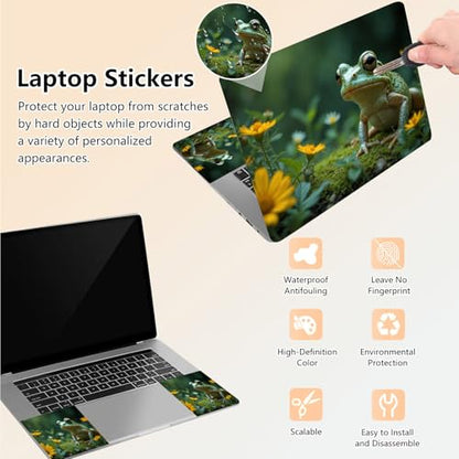 Laptop Skin Sticker Decal 15.6 Inch,12 13 13.3 14 15 15.6 in Laptop Netbook Skins for Notebook,Art Decal Removable Waterproof Scratch Resistant,Universal Vinyl Cover,Cute Frog Floral - color: Cute Frog Floral