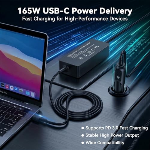 165W Laptop Car Charger USB-C for Dell Pro Max 16 18 Plus MB16250 MB18250 | For Pro Max 16 14 Premium MA16250 MA14250,Precision 5690 5680 3580 3581,for Latitude 5340 5440 5540 7340 7640 9440