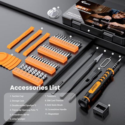 JOREST 59Pcs Small Precision Screwdriver Set with Torx T5, T6, T8, Mini Repair Tool Kit for Macbook, Computer, Laptop, iPhone, PS4 PS5, Xbox, Switch, Eyeglasses, Watch, PC, Ring Doorbell, Electronic | Magnetic Electronic Repair Tool Kit for Macbook, Compu