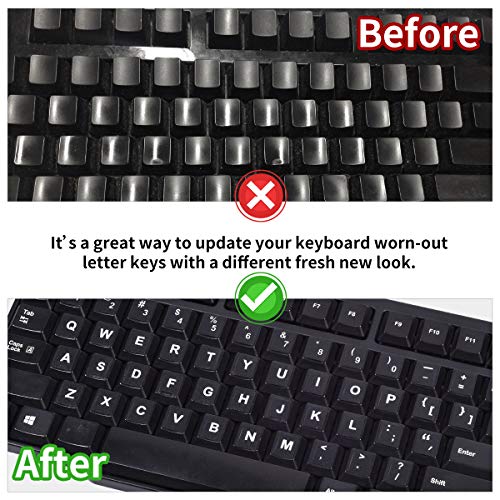 2PCS English Keyboard Letters Replacement Stickers, Large Print Bold White Font on Black Background US Keyboard Letter Stickers for Laptop Desktop Computer Keyboard Alphabet Stickers - color: English Large Print